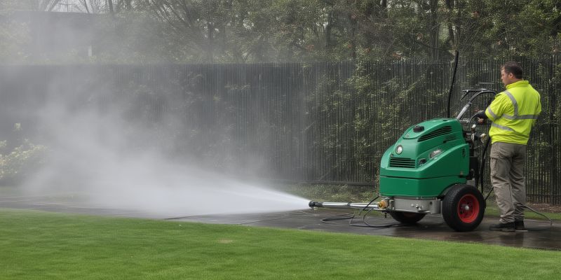 Professional pressure washing equipment and services demonstration for hero section