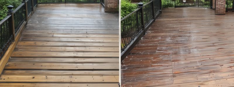 Patio and deck restoration project demonstrating pressure washing expertise